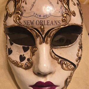 Authentic Venetian Mask with Gold Accents Made In ITALY.  New Orleans